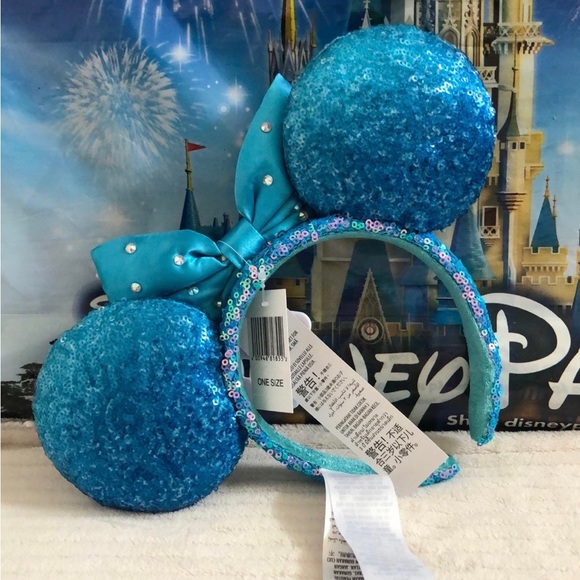 Disney Parks Minnie Mouse Aqua Sequin‎ Ears - Picture 5 of 6